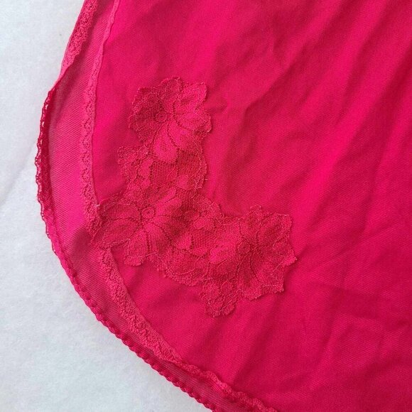 Vintage Red Lace Half Slip Skirt Cottagecore Coquette Retro Mob Wife Large - Picture 1 of 7